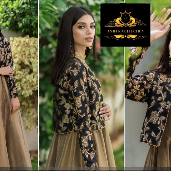 Embroidered Koti with Kalli Sleeves less Long Maxi 2PCs