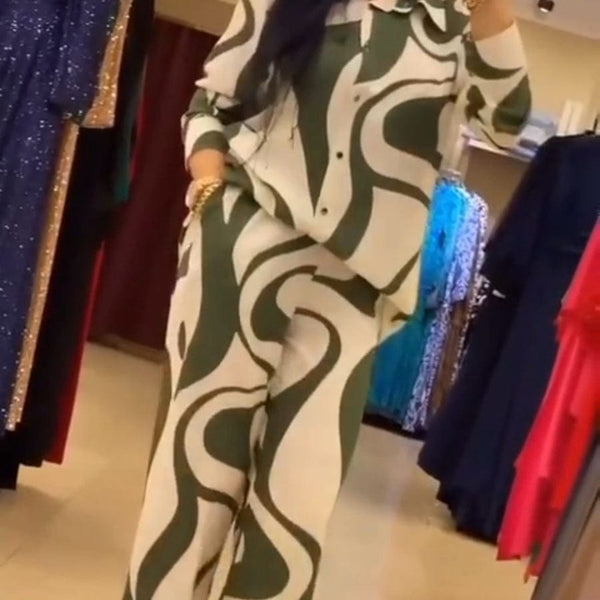 🌟 Elegant Zebra Print Silk Set 🌟 Full-Sleeve Top & Trousers